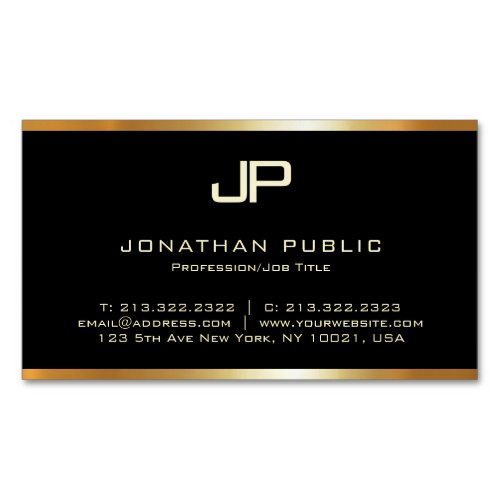 Custom Gold Monogram Modern Template Luxurious Business Card Magnet
