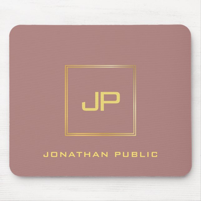 Custom Gold Monogram Template Elegant Modern Mouse Pad (Front)