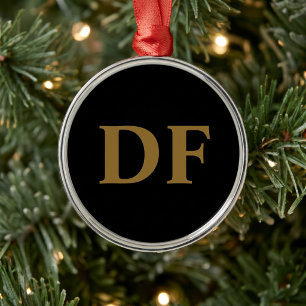 Custom Gold Monogrammed Metal Ornament