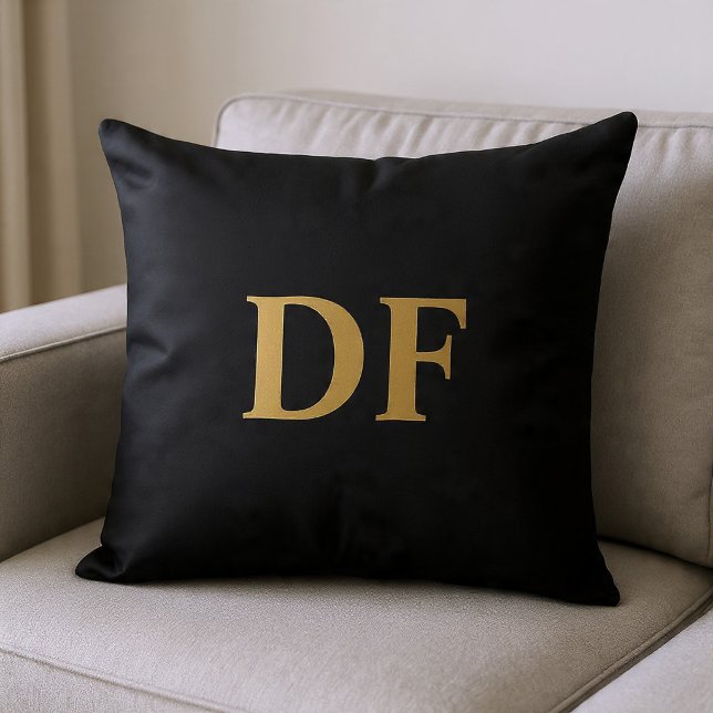 Custom Gold Monogrammed Throw Pillow (Creator Uploaded)