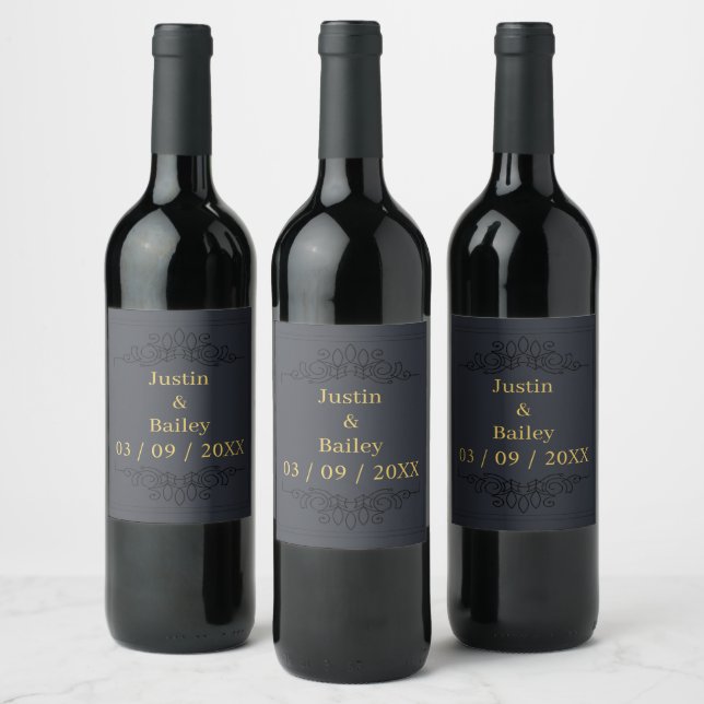 Custom Gold Name Wine Label set (Bottles)