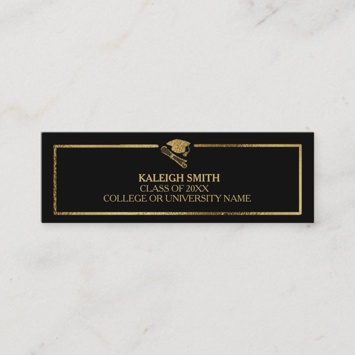 Custom Gold on Black Graduation Insert Name Card | Zazzle.com