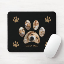 Custom Gold Paw Print Name Photo Collage Black