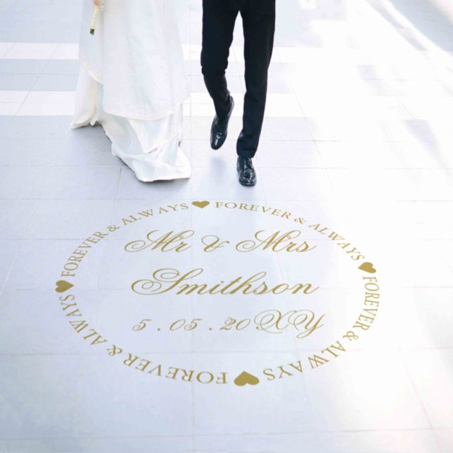 Custom Gold Personalized Elegant Wedding   Floor Decals (Wedding)
