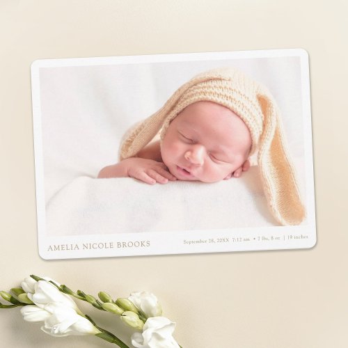 Custom Gold Photo New Baby Boy or Girl Birth Announcement