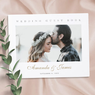 Custom Gold Photo Wedding Guest Book