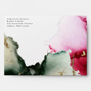 Custom Gold Pink Sage Green 2 Watercolor Envelope