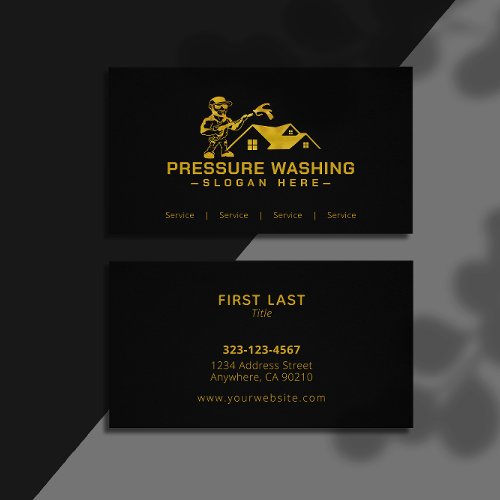 Custom Gold Pressure Washing Black Business Cards