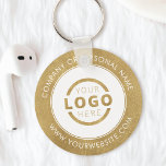 Custom Gold Promotional Business Logo Branded Keychain<br><div class="desc">Easily personalize this coaster with your own company logo or custom image. You can change the background color to match your logo or corporate colors. Custom branded keychains with your business logo are useful and lightweight giveaways for clients and employees while also marketing your business. No minimum order quantity. Bring...</div>