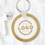 Custom Gold Promotional Business Logo Branded Keychain<br><div class="desc">Easily personalize this coaster with your own company logo or custom image. You can change the background color to match your logo or corporate colors. Custom branded keychains with your business logo are useful and lightweight giveaways for clients and employees while also marketing your business. No minimum order quantity. Design...</div>