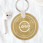 Custom Gold Promotional Business Logo Branded Keychain<br><div class="desc">Easily personalize this coaster with your own company logo or custom image. You can change the background color to match your logo or corporate colors. Custom branded keychains with your business logo are useful and lightweight giveaways for clients and employees while also marketing your business. No minimum order quantity. Bring...</div>