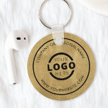Custom Gold Promotional Business Logo Branded Keychain<br><div class="desc">Easily personalize this coaster with your own company logo or custom image. You can change the background color to match your logo or corporate colors. Custom branded keychains with your business logo are useful and lightweight giveaways for clients and employees while also marketing your business. No minimum order quantity. Bring...</div>