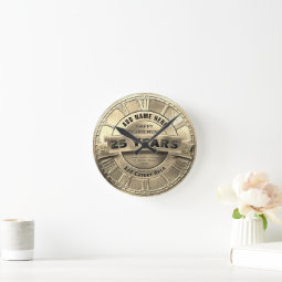 Custom Gold Retirement Award Round Clock | Zazzle