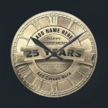 Custom Gold Retirement Award Round Clock<br><div class="desc">Happy Retirement award clock. Faux metallic look. Customize to make a gift they will treasure!!!</div>