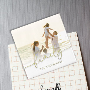 Custom Gold Script Family Photo Magnet
