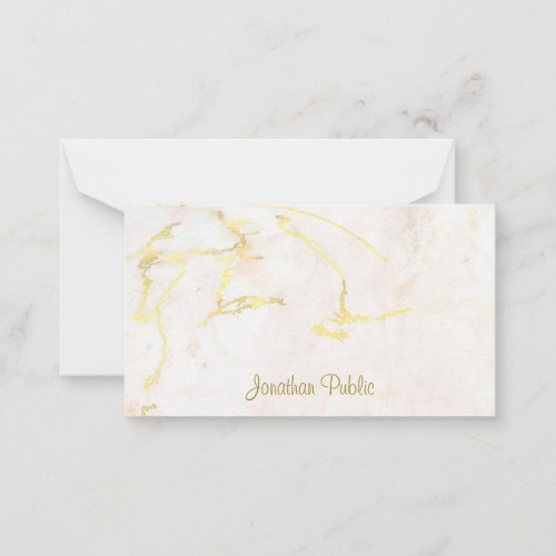 Custom Gold Script Name Marble Calligraphed Note Card