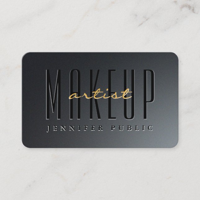 Custom Gold Script Oceania Size Makeup Artist Business Card (Front)