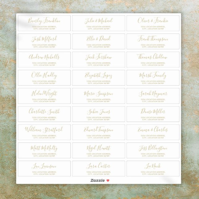 Custom Gold Script Wedding Guest Address Labels (Custom Gold Script Wedding Guest Address Labels)