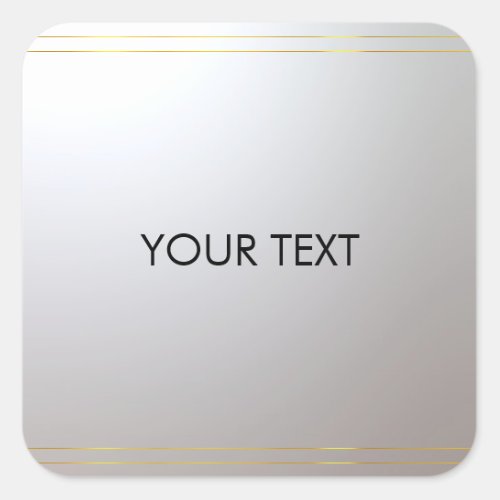 Custom Gold Silver Add Your Text Here Trendy Square Sticker