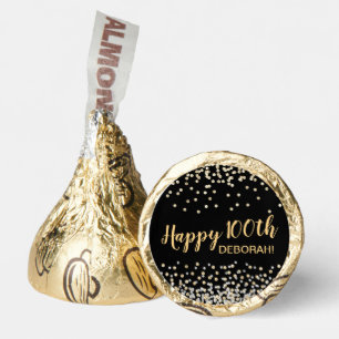 Custom Gold Silver Confetti 100th Birthday Party Hershey®'s Kisses®