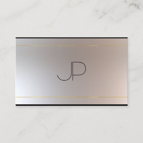 Custom Gold Silver Look Modern Monogram Elegant Business Card