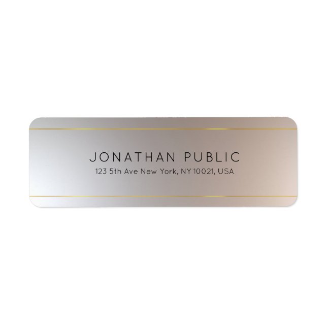 Custom Gold Silver Modern Elegant Template Label (Front)