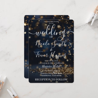 Custom Gold Star Glitter Wedding Invitation