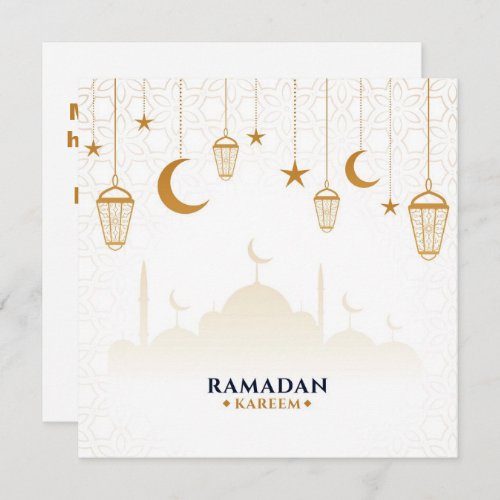 custom Gold StarsCrescent moon Ramadan kareem   Holiday Card