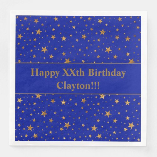 Custom Gold Stars With Message Birthday Party Paper Dinner Napkins