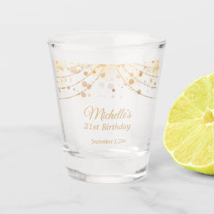 Custom Gold String Lights 21st Birthday Shot Glass