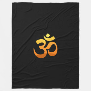 Custom Gold Sun Meditation Yoga Om Mantra Symbol Fleece Blanket