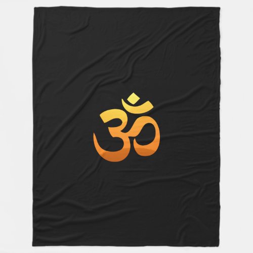 Custom Gold Sun Meditation Yoga Om Mantra Symbol Fleece Blanket
