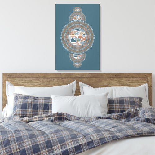Custom Gold Teal Abstract Ornamental Mandala Wall Canvas Print