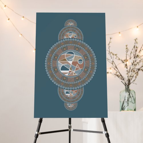 Custom Gold Teal Abstract Ornamental Mandala Wall Foam Board
