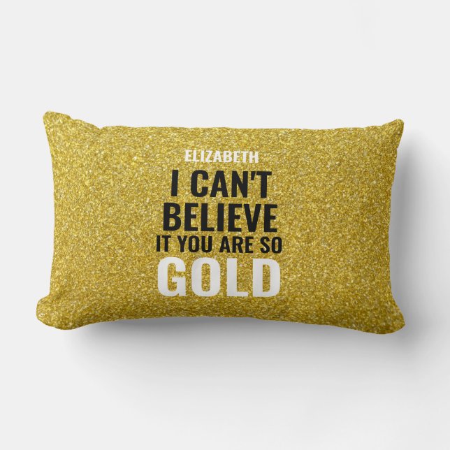Custom gold texture background birthday greetings lumbar pillow (Front)