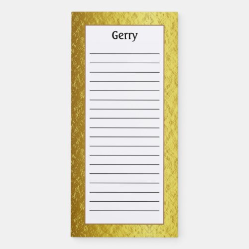 Custom Gold Texture Pattern Lined Magnetic Notepad