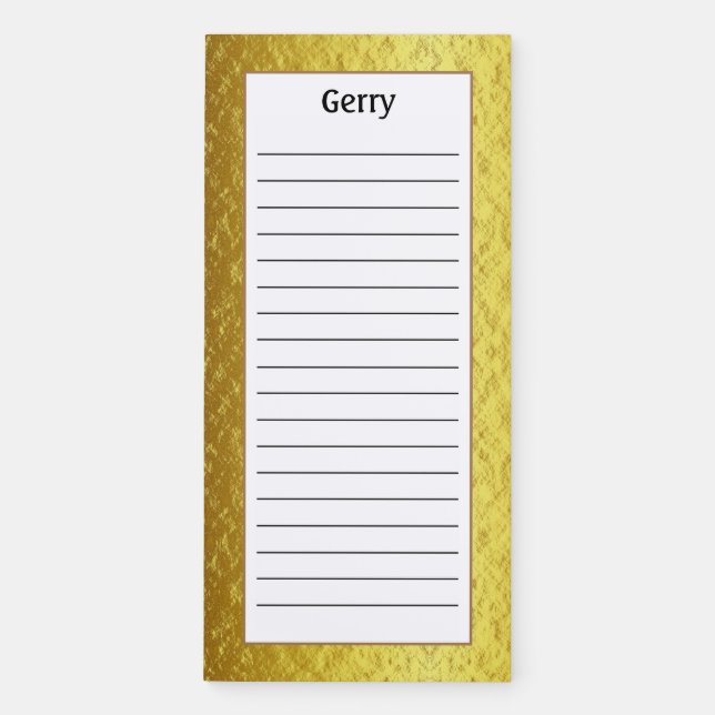 Custom Gold Texture Pattern Lined Magnetic Notepad (Front)