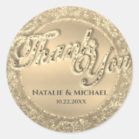 Custom Gold Thank You Classic Round Sticker