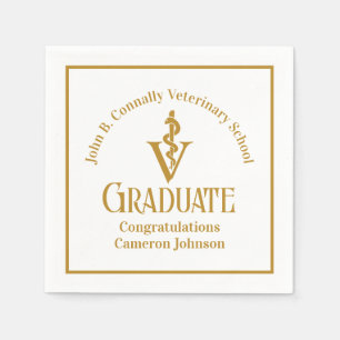 Custom Gold Veterinary School Graduation Party Napkins