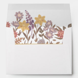 Custom Gold Watercolor Floral Elegant Wedding Envelope