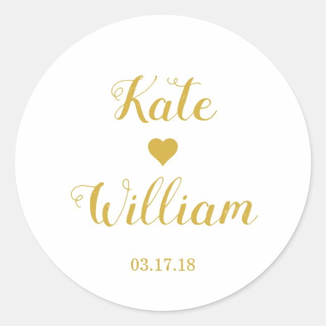 Custom Gold Wedding Favor Sticker (Front)