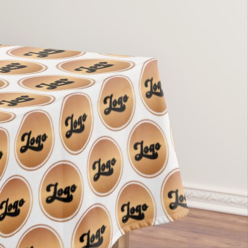 Custom Gold  White Business Company Logo Pattern Tablecloth