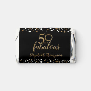 Custom Gold White confetti 50 & fabulous birthday Hershey's Miniatures