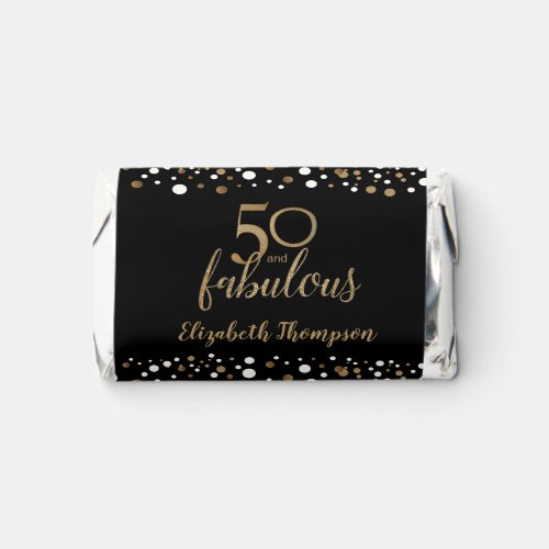 Custom Gold White confetti 50  fabulous birthday Hersheys Miniatures