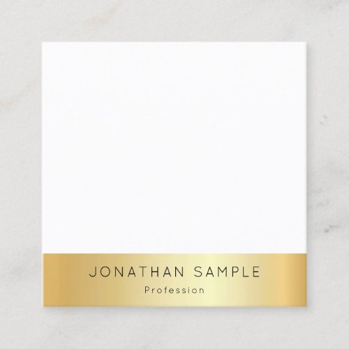 Custom Gold White Modern Elegant Simple Template Square Business Card