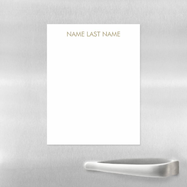 Custom gold white name text minimalist message magnetic dry erase sheet (In Situ)
