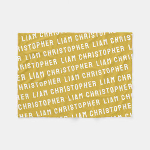 Custom Gold & White Personalized Son Baby Boy Gift Fleece Blanket