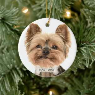 Custom Gold Yorkshire Terrier Dog Photo Ceramic Ornament