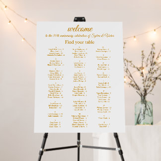 Custom Golden 50th Anniversary Party Seating Chart Foam Board