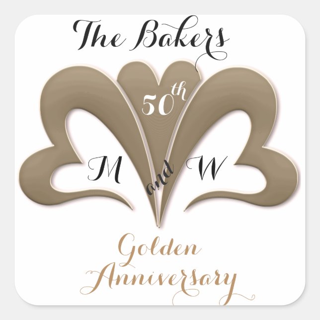 Custom Golden Anniversary Envelope Seals & Sticker (Front)